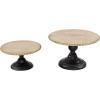 imageDeco 79 Rustic Wood Round Cake Stand Set of 2 13quot 11quotW Light Brown