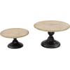 imageDeco 79 Rustic Wood Round Cake Stand Set of 2 13quot 11quotW Light Brown