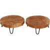 imageDeco 79 Teak Wood Floral Intricate Carved Tray Set of 2 11quot 11quotW BrownBrown