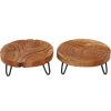 imageDeco 79 Teak Wood Floral Intricate Carved Tray Set of 2 11quot 11quotW BrownBrown