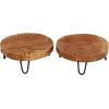 imageDeco 79 Teak Wood Floral Intricate Carved Tray Set of 2 11quot 11quotW BrownBrown
