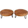 imageDeco 79 Teak Wood Floral Intricate Carved Tray Set of 2 11quot 11quotW BrownBrown