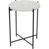 imageDeco 79 Terrazzo Stone Side End Accent Table End Table with Black Metal XStand Side Table 18quot x 18quot x 24quot WhiteBlack