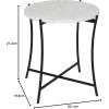 imageDeco 79 Terrazzo Stone Side End Accent Table End Table with Black Metal XStand Side Table 18quot x 18quot x 24quot WhiteBlack