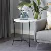 imageDeco 79 Terrazzo Stone Side End Accent Table End Table with Black Metal XStand Side Table 18quot x 18quot x 24quot WhiteBlack