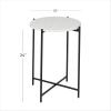imageDeco 79 Terrazzo Stone Side End Accent Table End Table with Black Metal XStand Side Table 18quot x 18quot x 24quot WhiteBlack