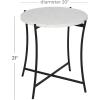 imageDeco 79 Terrazzo Stone Side End Accent Table End Table with Black Metal XStand Side Table 18quot x 18quot x 24quot WhiteBlack