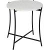 imageDeco 79 Terrazzo Stone Side End Accent Table End Table with Black Metal XStand Side Table 18quot x 18quot x 24quot WhiteBlack