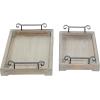 imageDeco 79 Wood Living Room Decor Tray Ottoman Tray with Metal Handles Set of 2 Serving Tray 20quot 17quotW Beige
