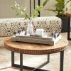 imageDeco 79 Wood Living Room Decor Tray Ottoman Tray with Metal Handles Set of 2 Serving Tray 20quot 17quotW Beige