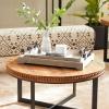 imageDeco 79 Wood Living Room Decor Tray Ottoman Tray with Metal Handles Set of 2 Serving Tray 20quot 17quotW Beige