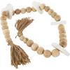 imageDeco 79 Marble Handmade Beaded Garland with Tassel Round Extra Long Orb Small Beads with Tassel with Knotted Brown Jute Beads with Tassel 44quot x 1quot x 1quot WhiteLight Brown