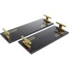 imageDeco 79 Marble Living Room Decor Tray Ottoman Tray with Gold Handles Set of 2 Serving Tray 22quot 18quotW Black
