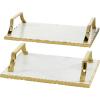 imageDeco 79 Marble Tray with Gold Handles Set of 2 16quot 13quotW White