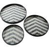 imageDeco 79 Mother of Pearl Handmade Chevron Tray with Slot Handles Set of 3 24quot 20quot 16quotW BlackChevron