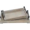 imageDeco 79 Wood Living Room Decor Tray Ottoman Tray with Metal Handles Set of 2 Serving Tray 20quot 17quotW Beige