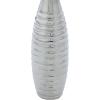 imageDeco 79 Ceramic Decorative Vase Slim Textured Bottleneck Centerpiece Vases with Varying Patterns set of 3 Flower Vases for Home Decoration 3quot x 3quot x 12quot Silver