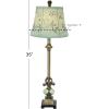 imageDeco 79 Polystone Floral Room Buffet Lamp Antique Style Table Lamp with Tapered Shade Lamp 12quot x 12quot x 32quot Brass
