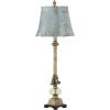 imageDeco 79 Polystone Floral Room Buffet Lamp Antique Style Table Lamp with Tapered Shade Lamp 12quot x 12quot x 32quot Brass