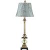 imageDeco 79 Polystone Floral Room Buffet Lamp Antique Style Table Lamp with Tapered Shade Lamp 12quot x 12quot x 32quot Brass