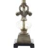 imageDeco 79 Polystone Floral Room Buffet Lamp Antique Style Table Lamp with Tapered Shade Lamp 12quot x 12quot x 32quot Brass