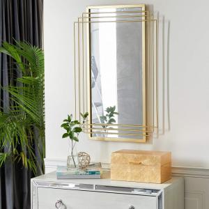 imageCosmoLiving by Cosmopolitan Metal Room Wall Mirror Geometric Entryway Mirror Wall Mounted Mirror 24quot x 2quot x 36quot Gold