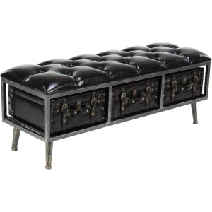 imageDeco 79 Industrial Wood Storage Bench 48quot x 16quot x 18quot Black48 x 16 x 18