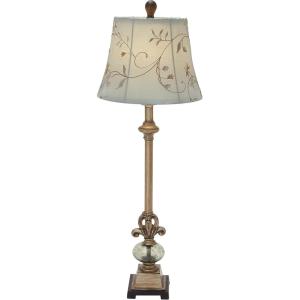 imageDeco 79 Polystone Floral Room Buffet Lamp Antique Style Table Lamp with Tapered Shade Lamp 12quot x 12quot x 32quot Brass