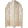 imageDeco 79 Wood Floral Handmade Foldable Arched Partition 4 Panel Privacy Screen with Intricately Carved Designs Room Divider 60quot x 2quot x 72quot White