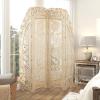 imageDeco 79 Wood Floral Handmade Foldable Arched Partition 4 Panel Privacy Screen with Intricately Carved Designs Room Divider 60quot x 2quot x 72quot White