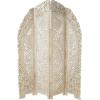 imageDeco 79 Wood Floral Handmade Foldable Arched Partition 4 Panel Privacy Screen with Intricately Carved Designs Room Divider 60quot x 2quot x 72quot White