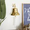 imageDeco 79 Brass Metal Bell Decorative Bell with Rope Detailing 6quot x 8quot x 7quot SilverGold