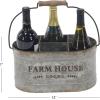 imageDeco 79 Metal Galvanized Farm House 6 Bottle Wine Holder 13quot x 9quot x 7quot Gray