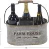 imageDeco 79 Metal Galvanized Farm House 6 Bottle Wine Holder 13quot x 9quot x 7quot Gray
