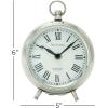 imageDeco 79 Stainless Steel Metal Decorative Clock Mantel Clock with Ring Top Tabletop Clock 6quot x 3quot x 7quot Silver5 x 2 x 6