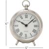 imageDeco 79 Stainless Steel Metal Decorative Clock Mantel Clock with Ring Top Tabletop Clock 6quot x 3quot x 7quot Silver5 x 2 x 6