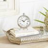 imageDeco 79 Stainless Steel Metal Decorative Clock Mantel Clock with Ring Top Tabletop Clock 6quot x 3quot x 7quot Silver5 x 2 x 6