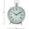 imageDeco 79 Stainless Steel Metal Decorative Clock Mantel Clock with Ring Top Tabletop Clock 6quot x 3quot x 7quot Silver6 x 3 x 7