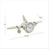 imageThe Novogratz Aluminum Metal Decorative Clock Airplane Mantel Clock Tabletop Clock 16quot x 6quot x 6quot SilverSMALL SIZE