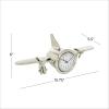 imageThe Novogratz Aluminum Metal Decorative Clock Airplane Mantel Clock Tabletop Clock 16quot x 6quot x 6quot SilverSMALL SIZE