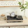 imageThe Novogratz Aluminum Metal Decorative Clock Airplane Mantel Clock Tabletop Clock 16quot x 6quot x 6quot SilverSMALL SIZE