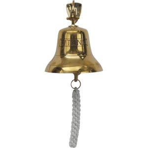 imageDeco 79 Brass Metal Bell Decorative Bell with Rope Detailing 6quot x 8quot x 7quot SilverGold