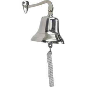 imageDeco 79 Brass Metal Bell Decorative Bell with Rope Detailing 6quot x 8quot x 7quot SilverSilver