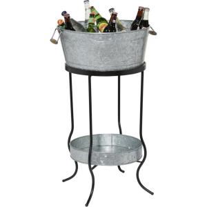 imageDeco 79 Metal 6 Bottle Ice Bucket with Lower Shelf 19quot x 19quot x 34quot Gray