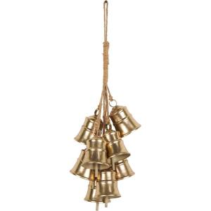 imageDeco 79 Metal Indoor Outdoor Decorative Bells Cluster Meditation Bell with Jute Hanging Rope Cow Bell 8quot x 8quot x 26quot Gold10 x 9 x 25