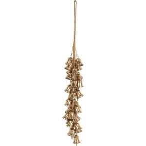 imageDeco 79 Metal Indoor Outdoor Decorative Bells Cluster Meditation Bell with Jute Hanging Rope Cow Bell 8quot x 8quot x 26quot Gold7 x 7 x 47