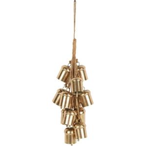 imageDeco 79 Metal Indoor Outdoor Decorative Bells Cluster Meditation Bell with Jute Hanging Rope Cow Bell 8quot x 8quot x 26quot Gold9 x 9 x 25