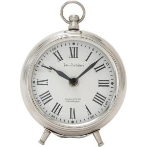 imageDeco 79 Stainless Steel Metal Decorative Clock Mantel Clock with Ring Top Tabletop Clock 6quot x 3quot x 7quot Silver5 x 2 x 6
