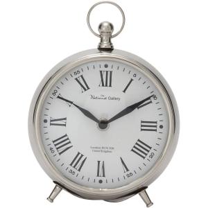 imageDeco 79 Stainless Steel Metal Decorative Clock Mantel Clock with Ring Top Tabletop Clock 6quot x 3quot x 7quot Silver6 x 3 x 7