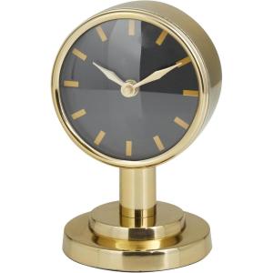 imageDeco 79 Stainless Steel Metal Decorative Clock Small Mantel Clock Tabletop Clock 4quot x 4quot x 7quot Gold